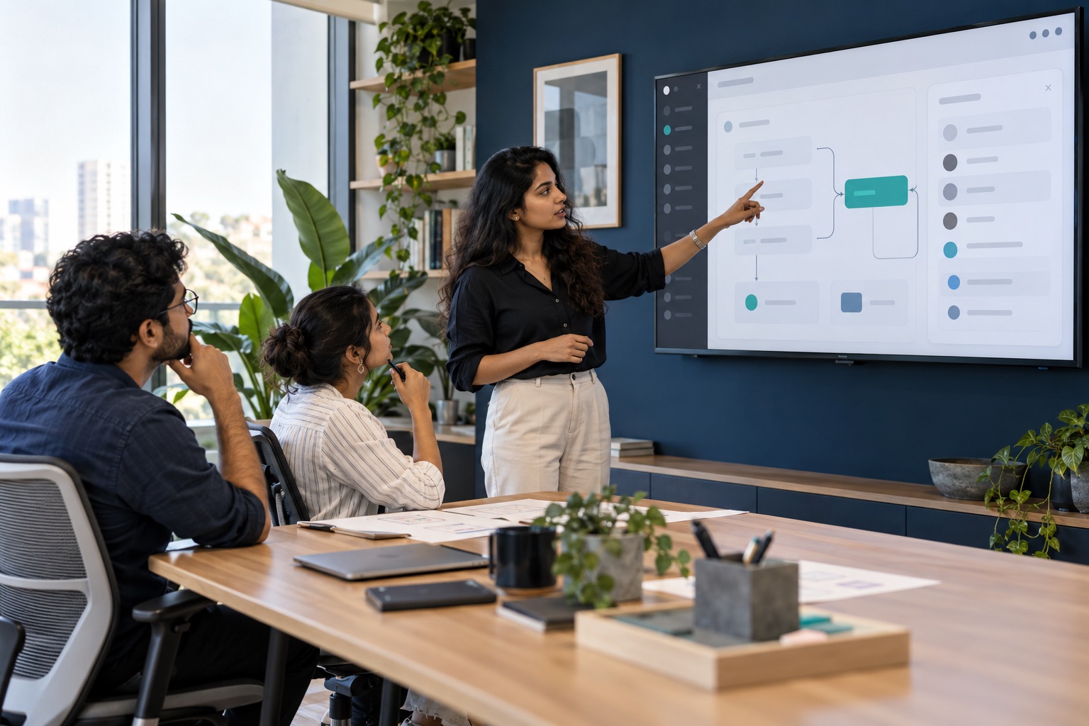 A product team mapping an intranet workflow together