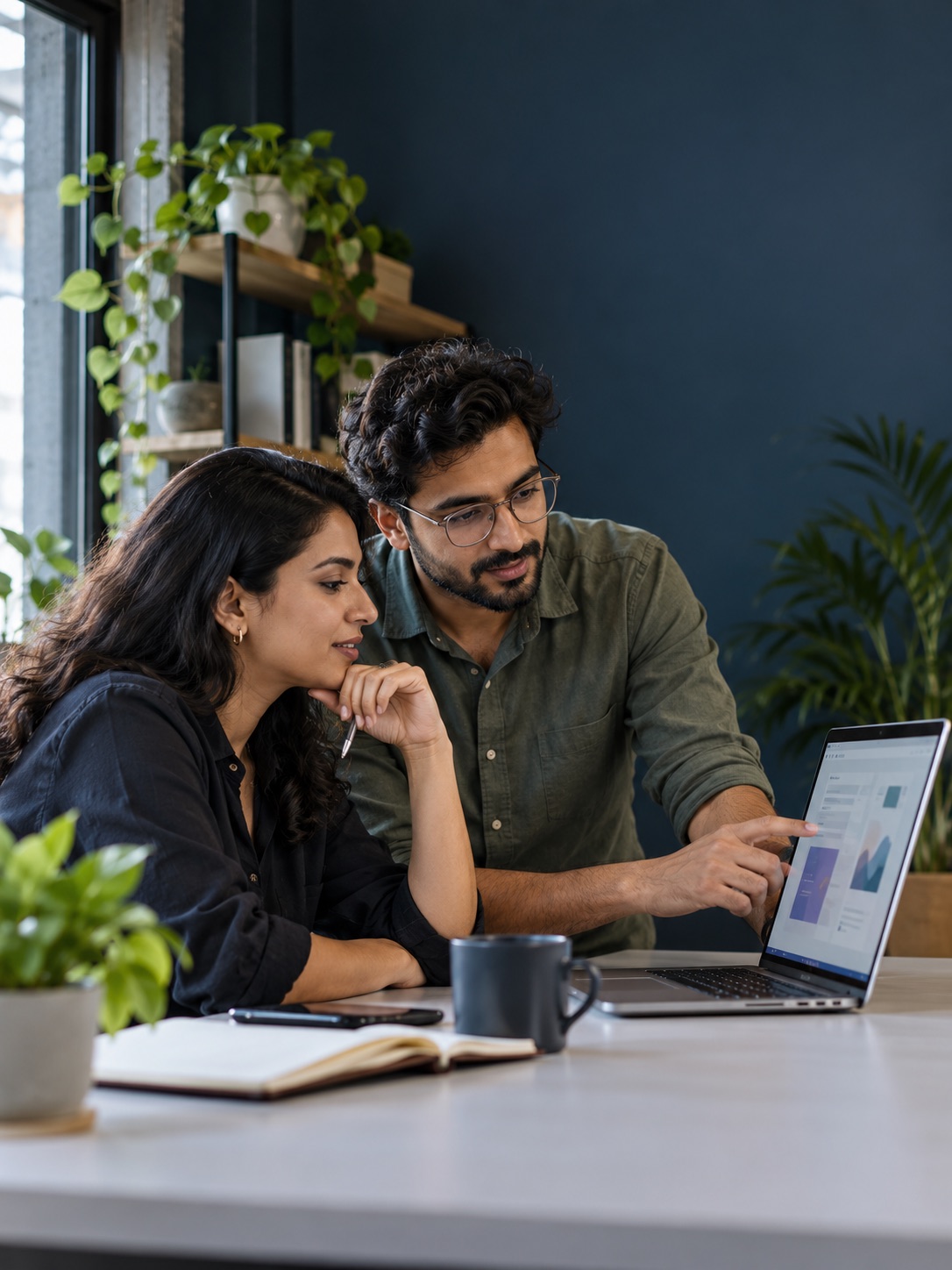 A client and product engineer reviewing a digital product together